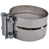 ROADFORMER front view of 5 inch clamp showing full band and bolt for reliable sealing