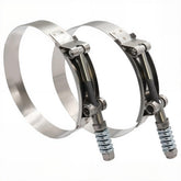 ROADFORMER front view of 4 inch T-bolt clamp showing robust band and bolt, reliable seal