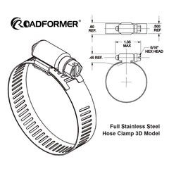 ROADFORMER clamp installed on rubber hose, secure leak-resistant connection