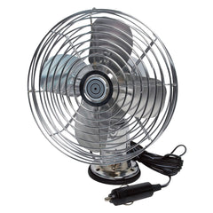 RoadPro RP-1179 front view showing chrome metal fan and two-speed control for improved airflow