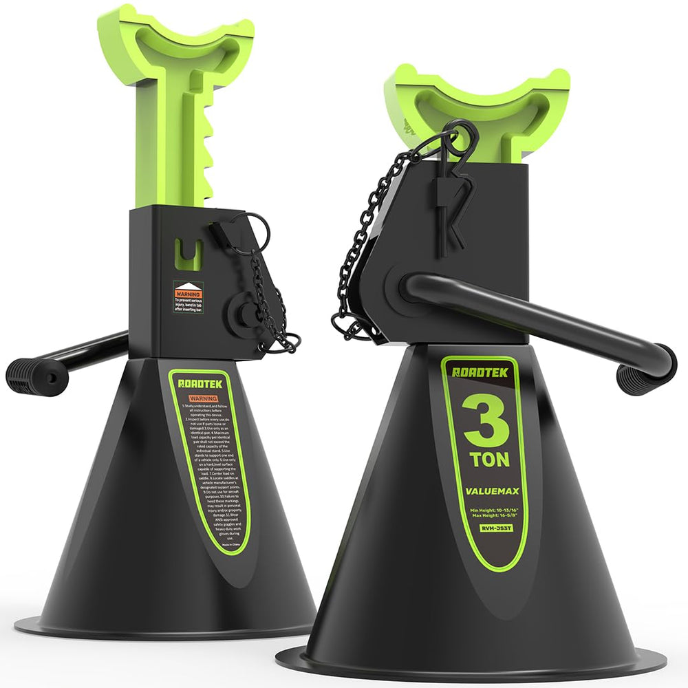 ROADTEK front view of both jack stands showing stable support