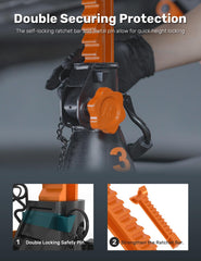 ROADTEK ratchet bar detail showing serrated cast iron for secure locking