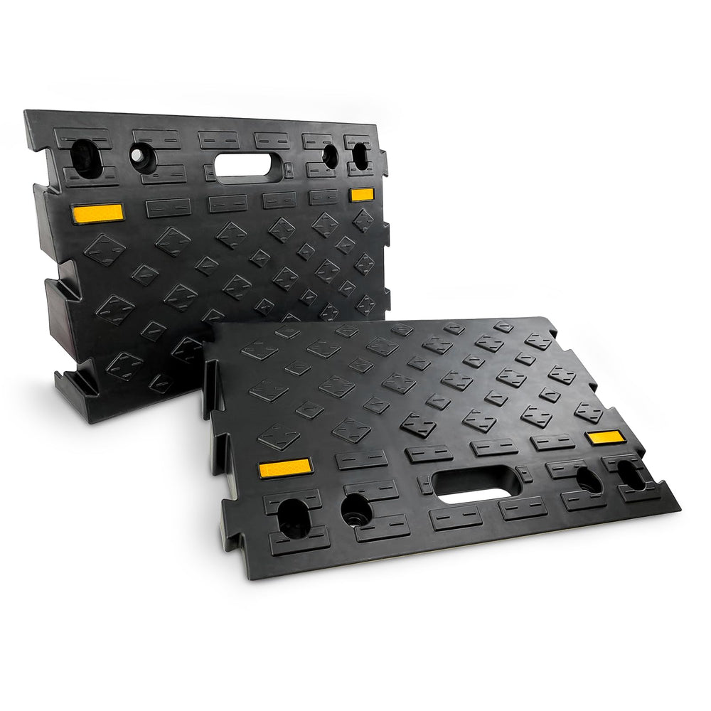 ROBLOCK front view of assembled two-piece ramp showing portability and strength