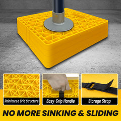 ROBLOCK stacked pads illustrating adjustable height and stability
