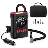 ROCGORLD front view compact inflator showing controls and portability benefit