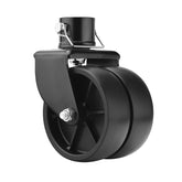 rockane front view of dual 6 inch caster wheel shows durable build and sleek black finish