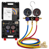 Rogvoc front view manifold gauge showing durable casing and ports for quick identification