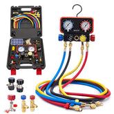 Rogvoc manifold front view showing four-way connectors and gauges for precise service
