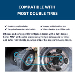 Rolkely extensions mounted on a dual wheel demonstrating quick inflator hookup