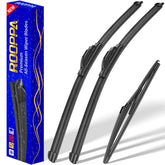 Rooppa front packaging showing three replacement wiper blades and warranty benefit