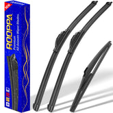 Rooppa front-packaging showing complete 3-piece Kona wiper kit benefit clear replacement