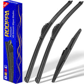 Rooppa front packaging showing three wiper blades and fitment details, easy identification