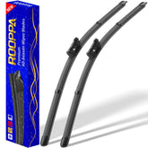 Rooppa front view installed wipers on Tesla showing clean sweep
