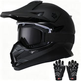 Roozo front view helmet with goggles showing ready-to-ride protection