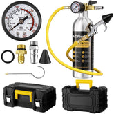 Rossesay front view of aluminum canister and kit showing durable construction and compact storage