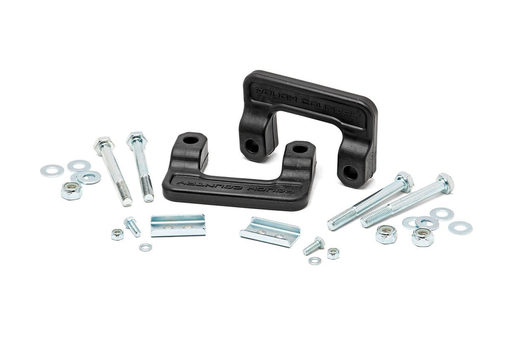 Rough Country front mount extension installed showing increased clearance and improved stance
