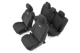 Rough Country front seat cover installed showing snug fit and protection