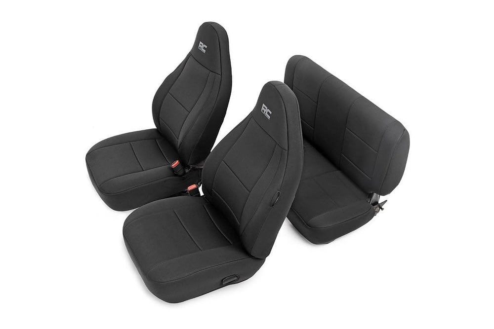 Rough Country front seat overview showing snug fit and protection