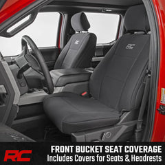 Rough Country headrest cover detail highlighting snug fit and complete coverage
