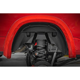 Rough Country front packaging showing the pair of rear wheel well liners and fitment benefit