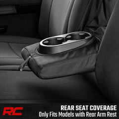 Rough Country console and headrest covers demonstrating complete coverage