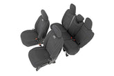 Rough Country front seat covers installed showing clean protection and tailored fit