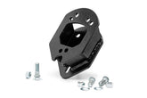 Rough Country front view of spacer showing bolt-on fit and rugged finish for secure spare carry