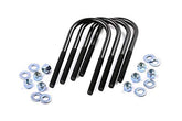 Rough Country front view of four black e-coated U-bolts showing full kit and durability