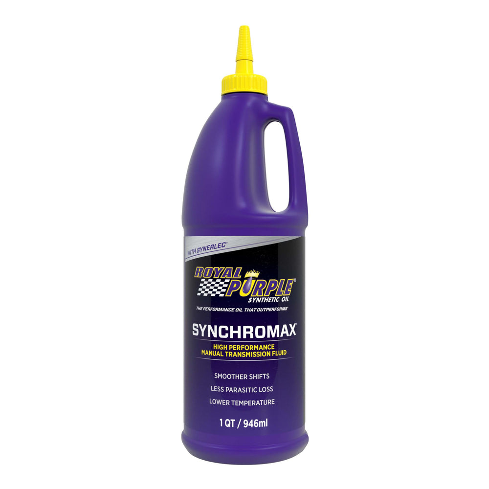 Royal Purple Synchromax front label showing product identification and benefits