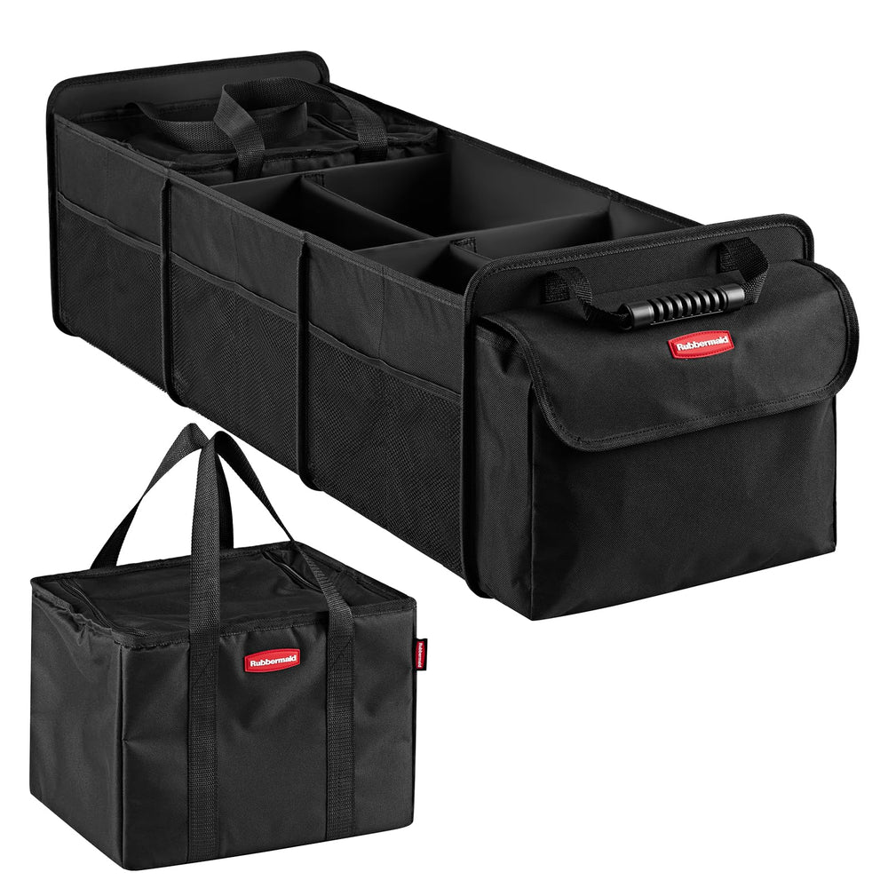 Rubbermaid front view of organizer showing five compartments and structured sides for tidy storage