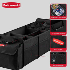Rubbermaid top-down view showing adjustable dividers and compartment layout for organized items
