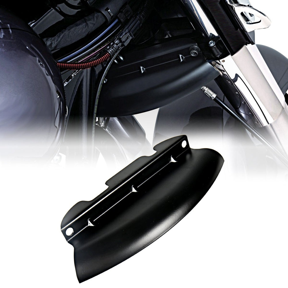 Rudyness front view of lower wind deflector showing black finish and fitment benefit