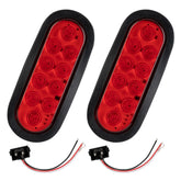 RUNBAITOO front view of 6-inch oval LED tail light, shows bright red lens and DOT compliance