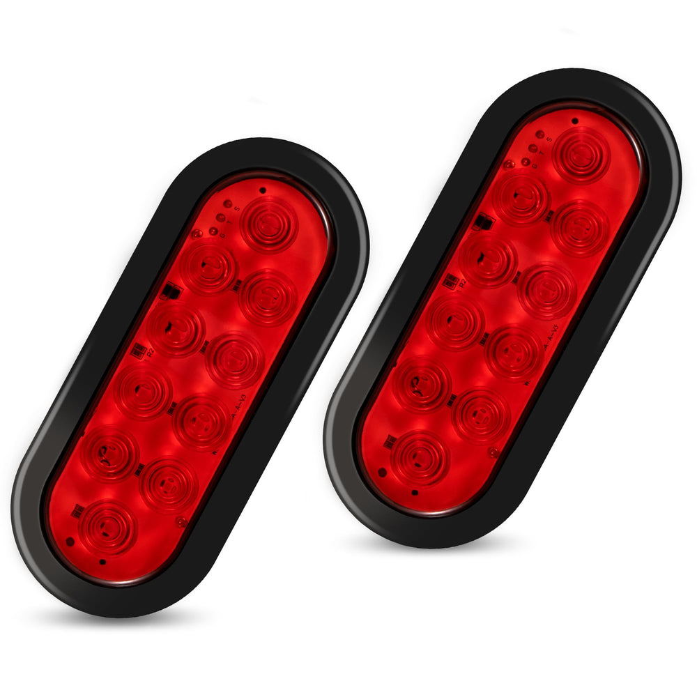 RUNHWEE front view of oval red tail light showing clear visibility