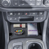RUNROAD front view of console cover showing clean fit and concealed storage benefit