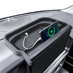 RUNROAD front view installed on Bronco Sport dashboard showing tidy storage