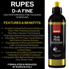 RUPES D-A Fine and UNO Pure close-up cream showing fine finish results