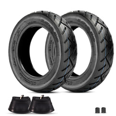 RUTU front view of two 10x2.50 tires and tubes showing full kit and benefits