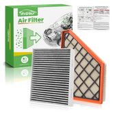 RVgolf front packaging showing both engine and cabin filters and clear fit info