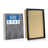 RVgolf front packaging showing both engine and cabin filters, clear kit benefits