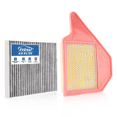 RVgolf front packaging showing both engine and cabin filters and clear fit benefit