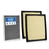 RVgolf front packaging showing the 2 engine and 1 cabin filter kit benefit quick identification