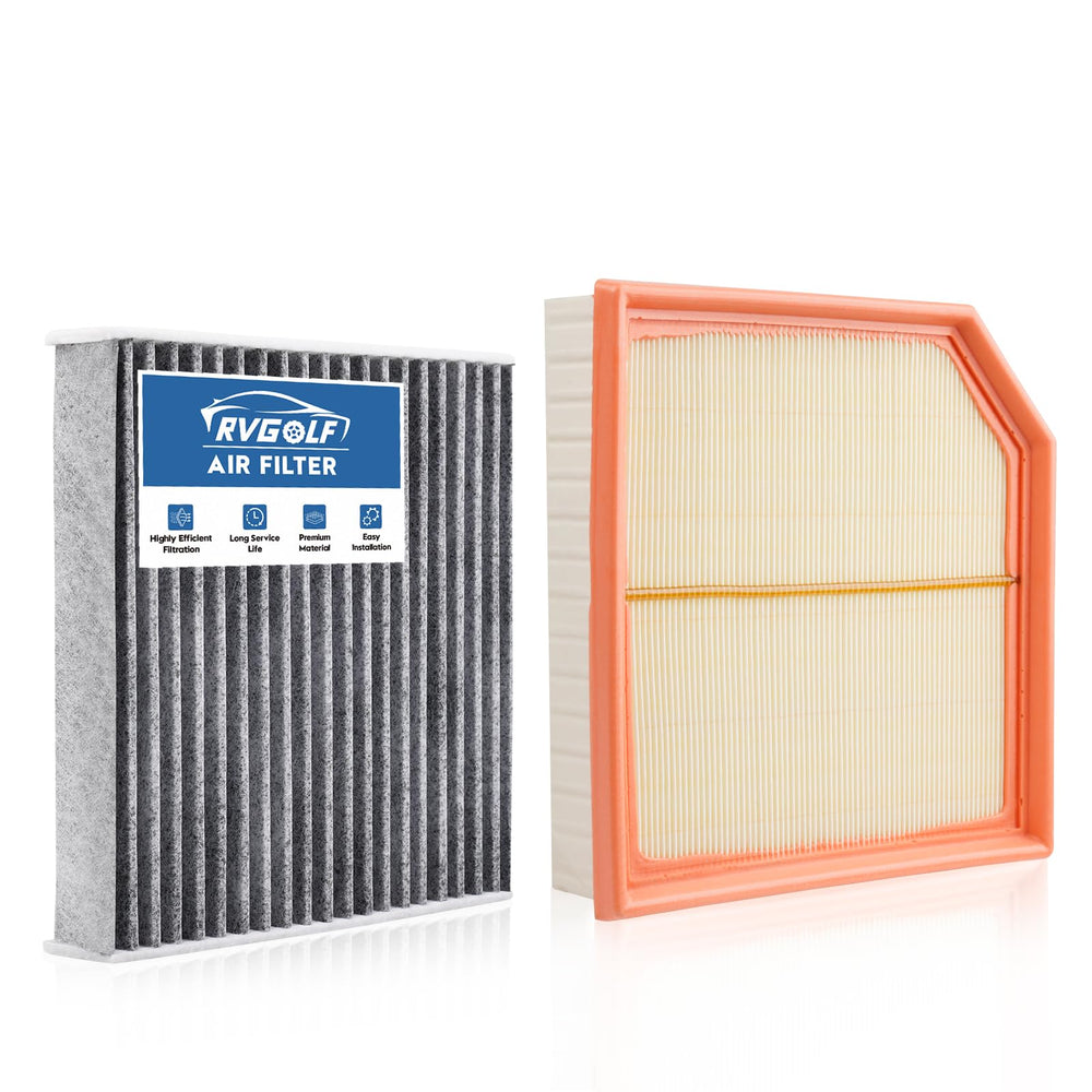 RVgolf front packaging showing both engine and cabin filters and clear fitment benefit