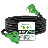 RVGUARD front view of NEMA TT-30 connectors showing secure fit and durability