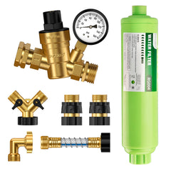 RVGUARD regulator front view showing durable brass body and safe pressure control benefit