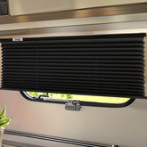 RVINGPRO front view of black blind showing sleek fit and light blocking