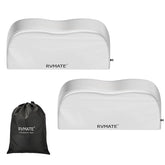 RVMATE front view of two packaged tire covers showing included items and branding benefit