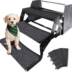 RVMATE front view showing three step rugs protecting RV entrance