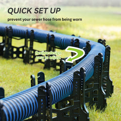 RVMATE supporting an RV sewer hose during dump for cleaner, faster flow