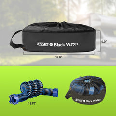 RVMATE bag beside a 50' hose to show fit and scale benefit